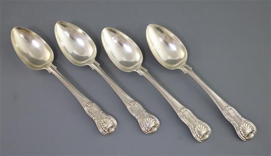 A set of four George III hourglass pattern tablespoons by Paul Storr, London, 1814, 12.5 oz.